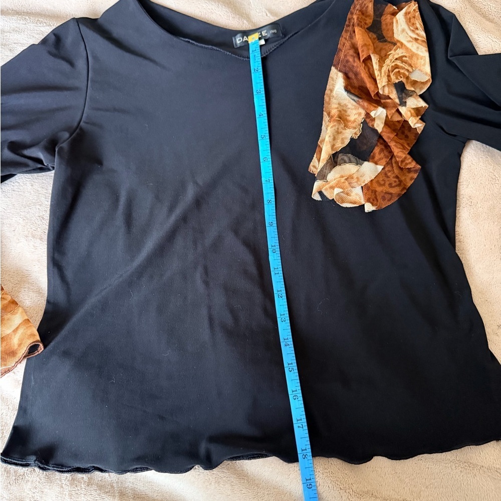 Black and Brown Floral Ruffle Women's Top and skirt size large - Picture 5 of 11